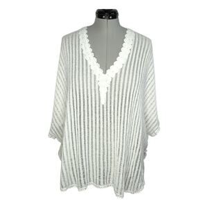 Francesca's white knit sheer swim cover-up, Vacation, Beach, Resort, Casual